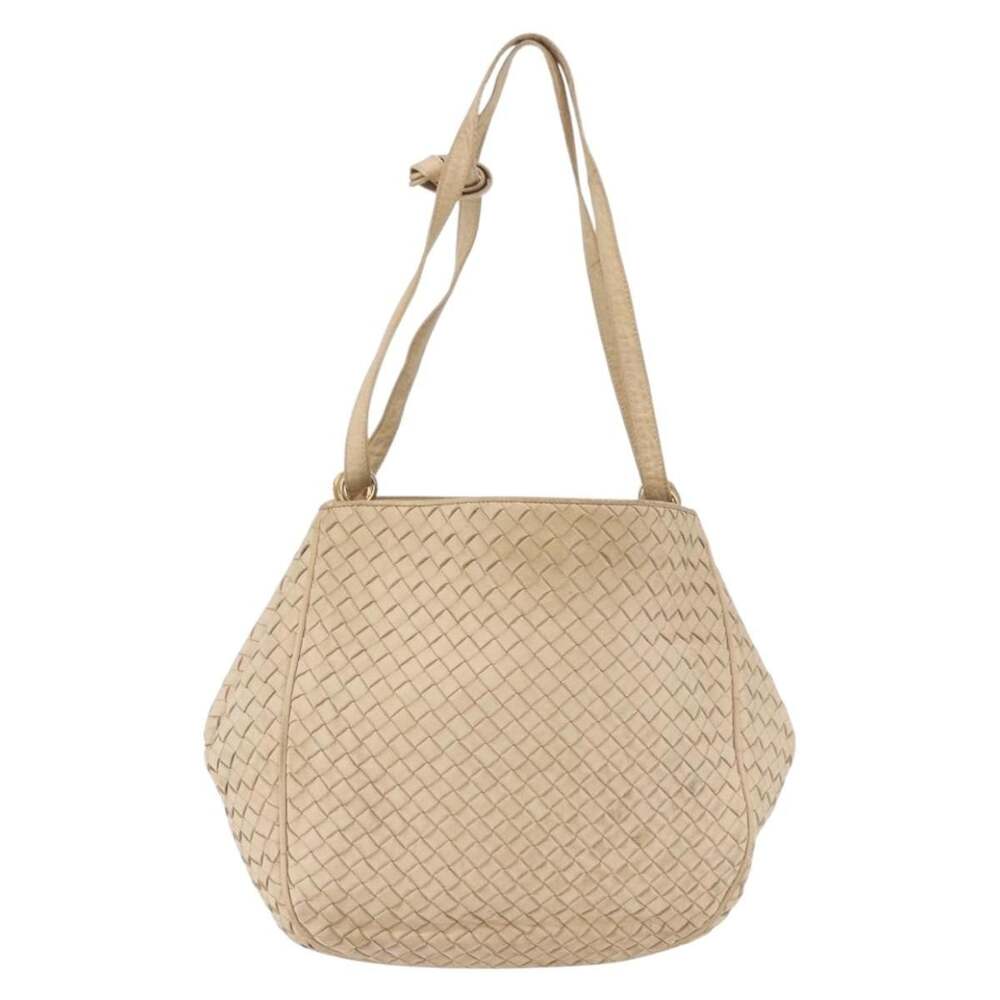 Bottega Veneta Intrecciato Shoulder Bag White